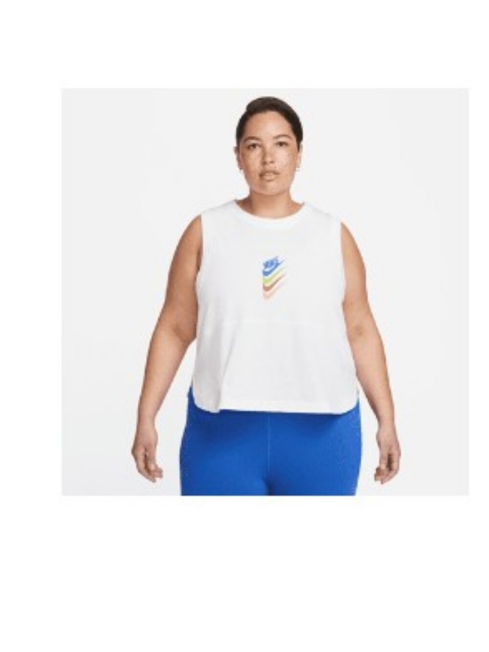 Nike Women Size 3X White Tank Top with Multicolor Logo